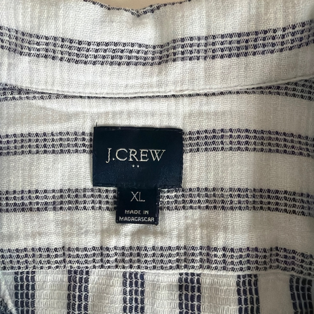 J.Crew Men's Linen Cotton Striped Short Sleeve Shirt Size XL - Picture 4 of 6